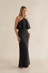 Silken Radiance Halter Maxi Dress Black