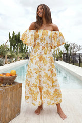 Sunflower Off-Shoulder Maxi Dress Yellow