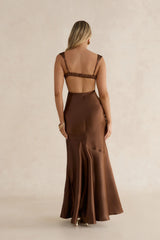 Wish From An Angel Satin Maxi Dress Brown