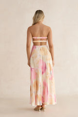 Voice Of Love Plisse Strapless Maxi Dress Yellow Multi