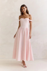 Memory Of Fate Off Shoulder Maxi Dress Pink