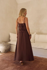 Glass Hearts Maxi Skirt Brown
