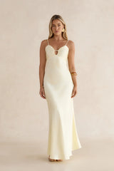 Golden Skies Satin Maxi Dress Yellow
