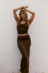 Jeni Halter Crop Top Brown