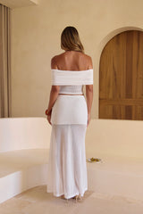 Take My Hand Off Shoulder Crop Top White