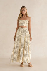 Shimmering Sands Polka Dot Maxi Skirt Yellow