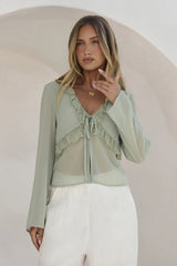 Stroke Of Luck Long Sleeve Top Sage