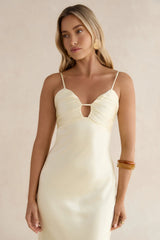 Golden Skies Satin Maxi Dress Yellow
