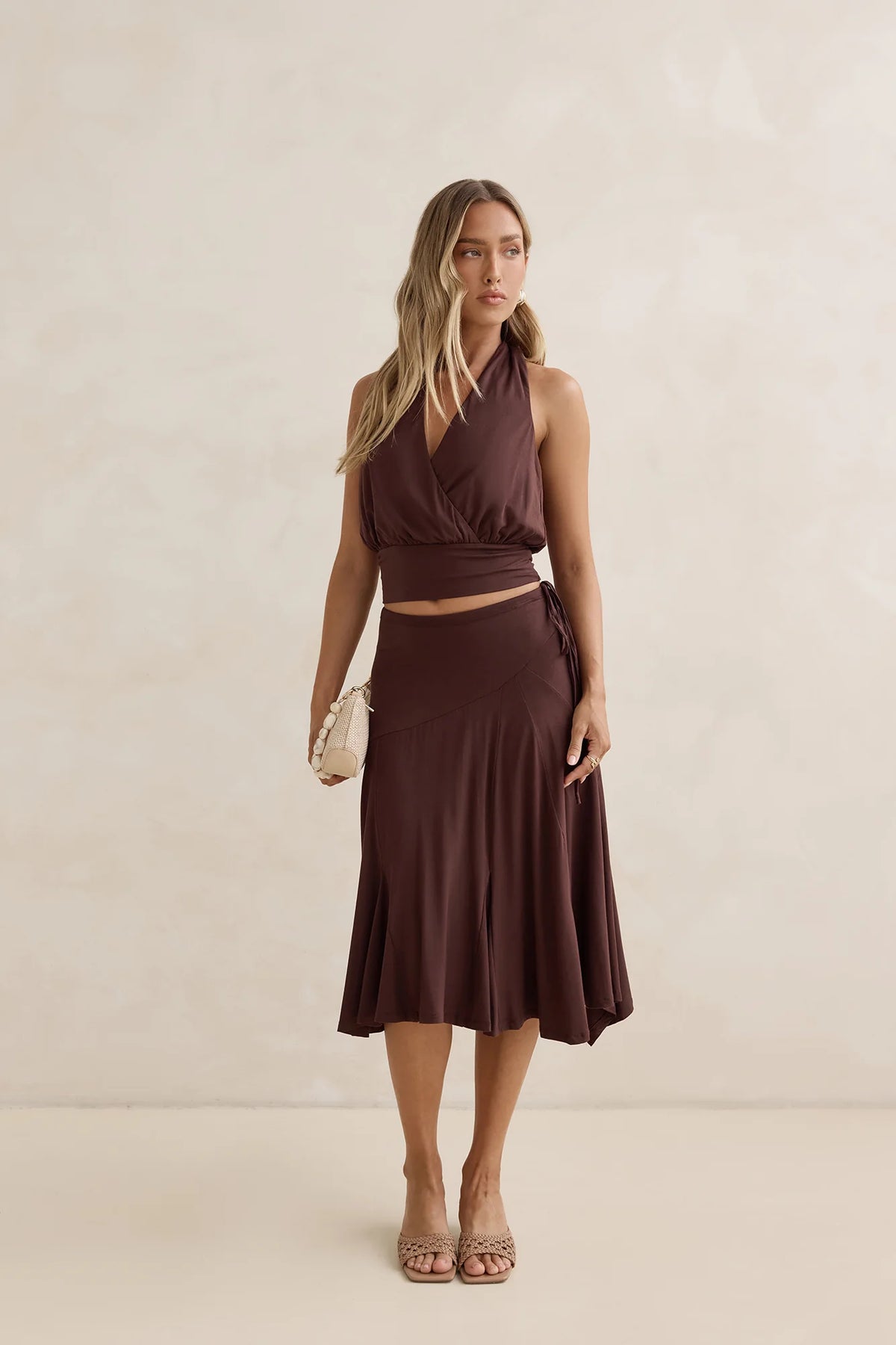 Dreamy Shores Midi Skirt Brown